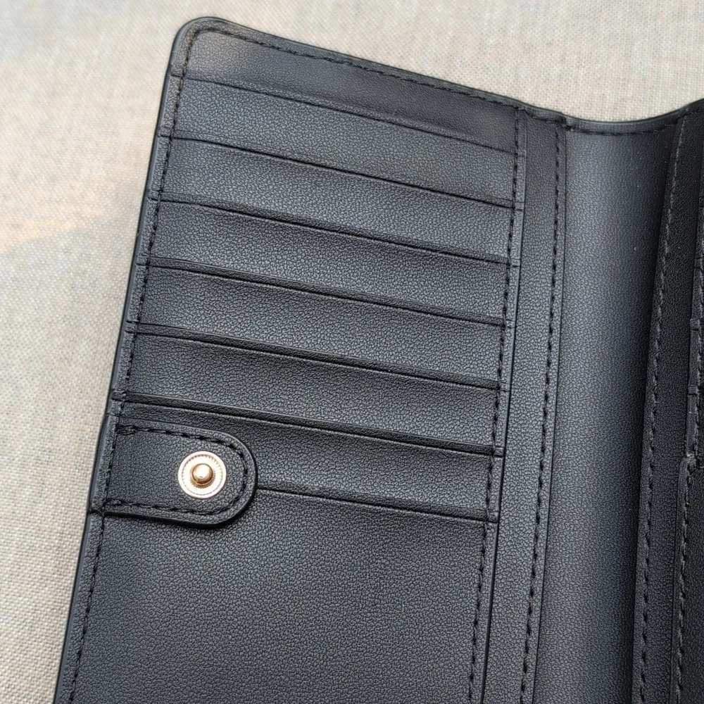 Kate Spade NY Staci Colorblock Large Slim Black, Nude, & Gold Wallet Leather